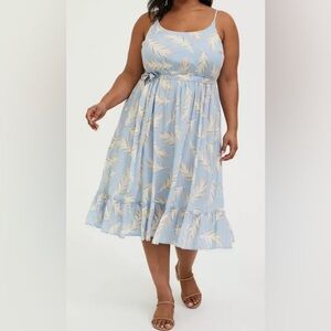 TORRID Light Blue Challis Sheered Midi Dress Size 2